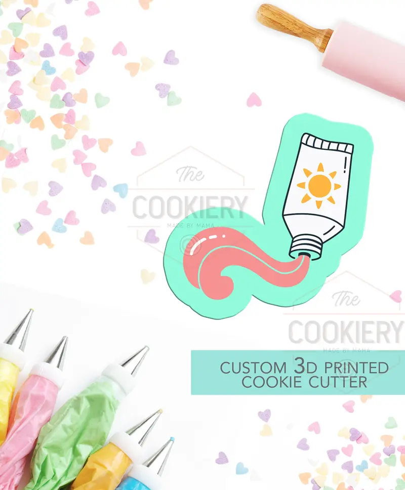 Sunscreen Tube Cookie Cutter – Beach Day & Summer Safety Baking Shape 1