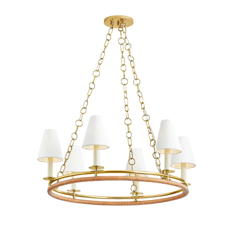Swanton Dual-Ring 6-Light Chandelier – Antique Brass Finish 1