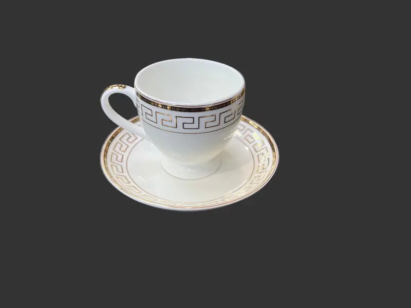 Swrnim Deco Ceramic Cup And Saucer Set – 6-Piece (Style 4644) 1