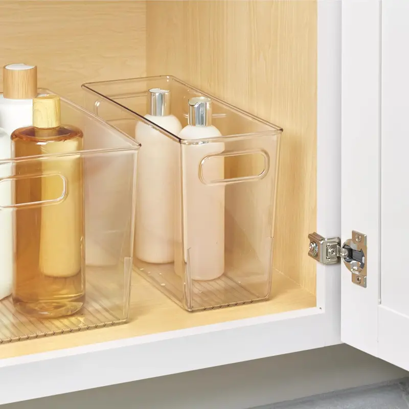 Tall Narrow Transparent Storage Container – Versatile Slim Plastic Bin 1