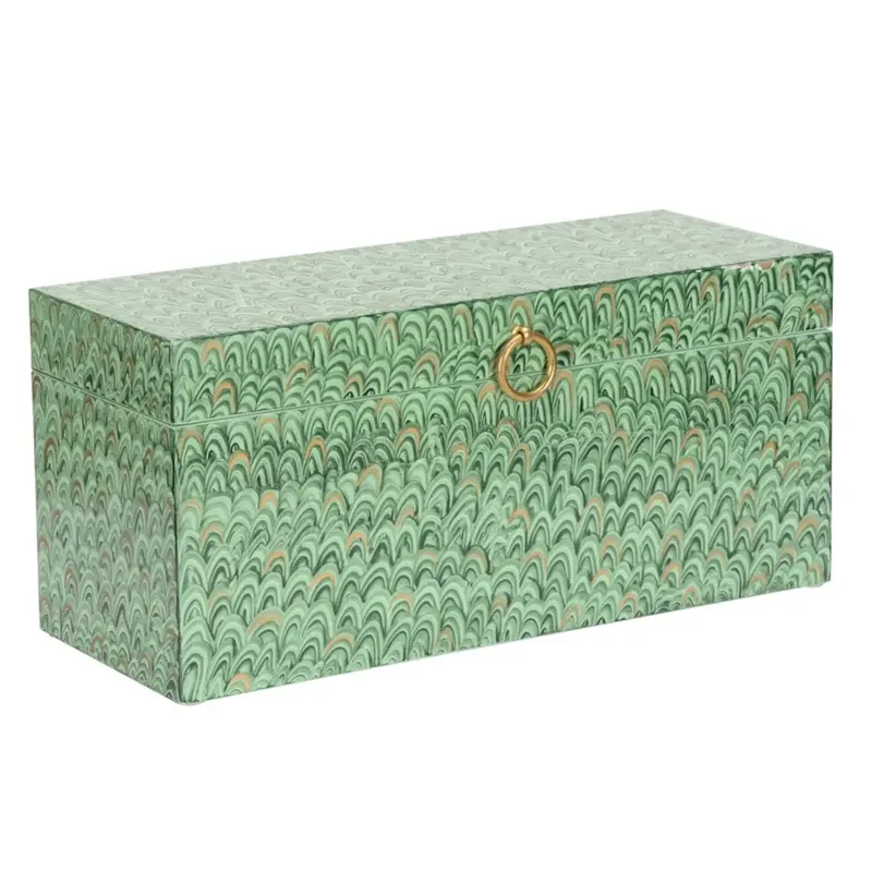 Tanzin Green Marble Accent Box With Polished Finish 1