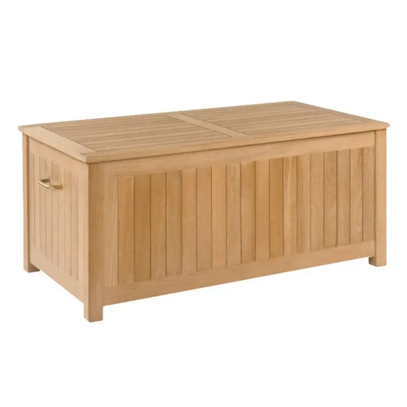 Teak Outdoor Cushion Storage Box – Locking Lid & Ventilated Design 1