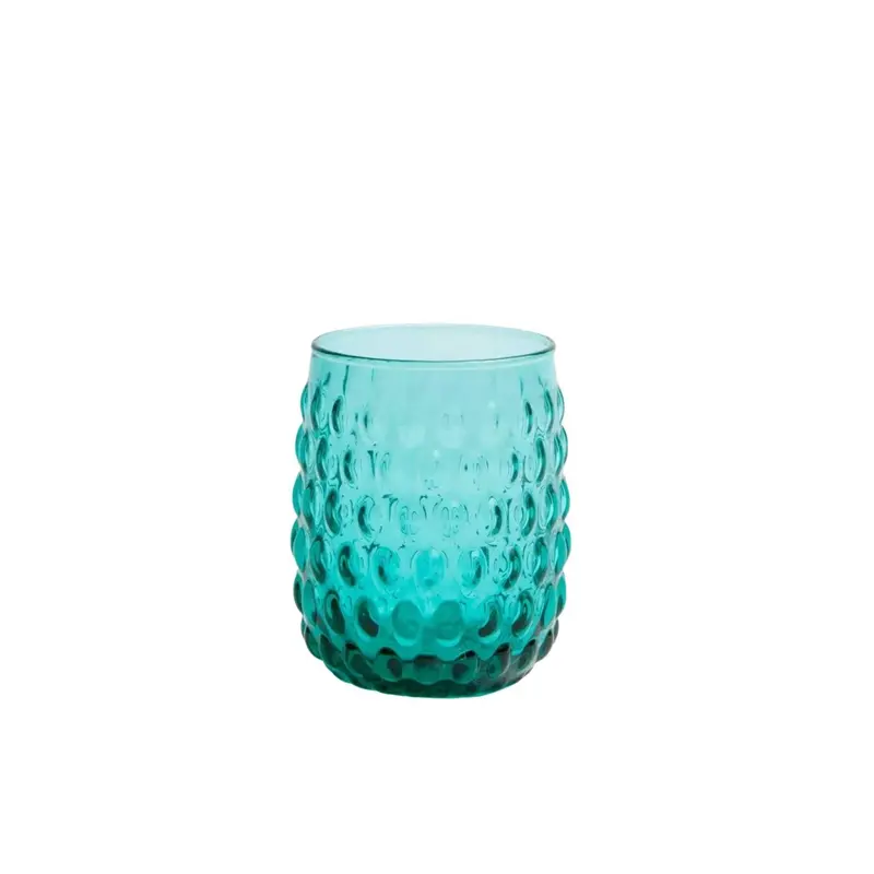Teal Oval Beaded Hand-Blown Tumblers 1