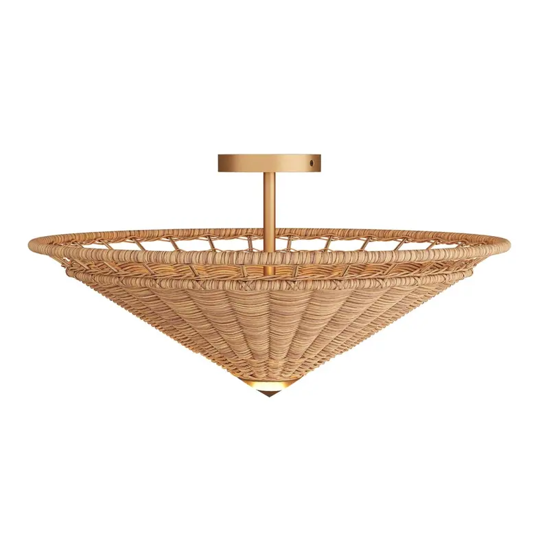 Terrace Woven Rattan Flush-Mount Ceiling Light 1