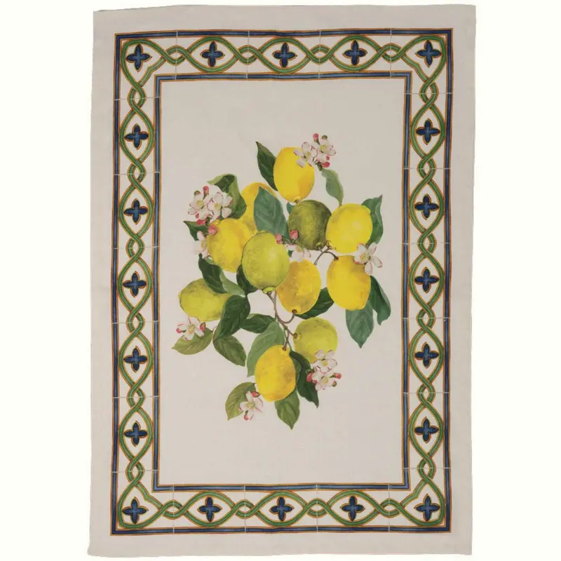 Tessitura Toscana "Etruscan Garden Limoni Giallo" Yellow Lemon Garden Towel 1