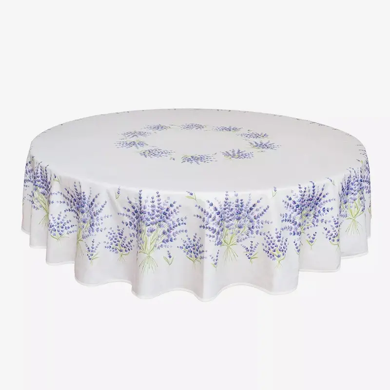 Tissus Toselli Bonnieux Lavender Coated Round Tablecloth 1