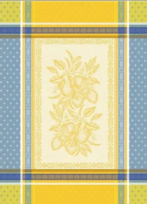 Tissus Toselli Cedrat Lemon Print Tea Towel – Cotton Linen Kitchen Towel In Three Colors 2