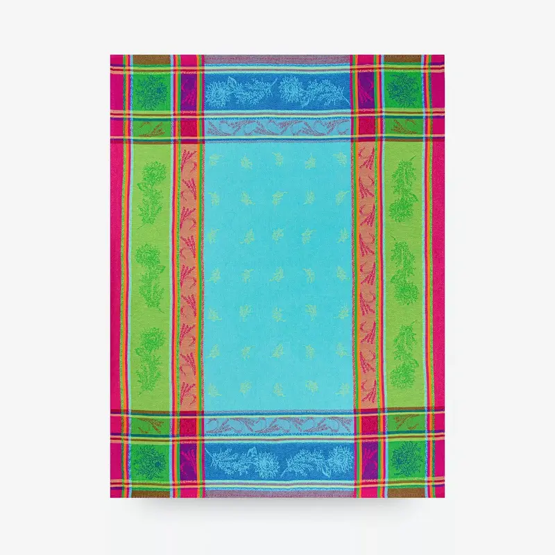 Tissus Toselli Cezanne Turquoise Tea Towel – Artist-Inspired Cotton Linen Towel 1