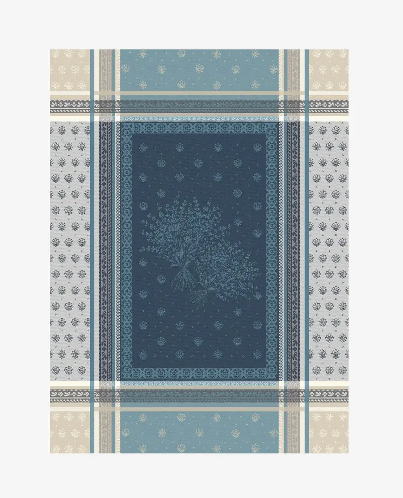 Tissus Toselli Lourmarin Periwinkle Tea Towel – Absorbent Cotton Fabric 1