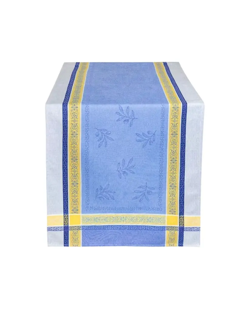 Tissus Toselli Olivia Blue And Yellow Table Runner 1