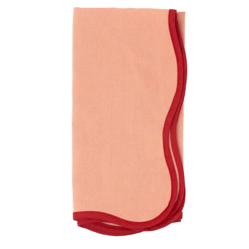 Tomato-Red Scalloped Edge Napkin Set 1