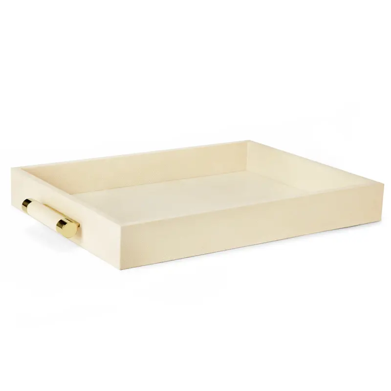 Traditional Cream Shagreen Serving Tray 1