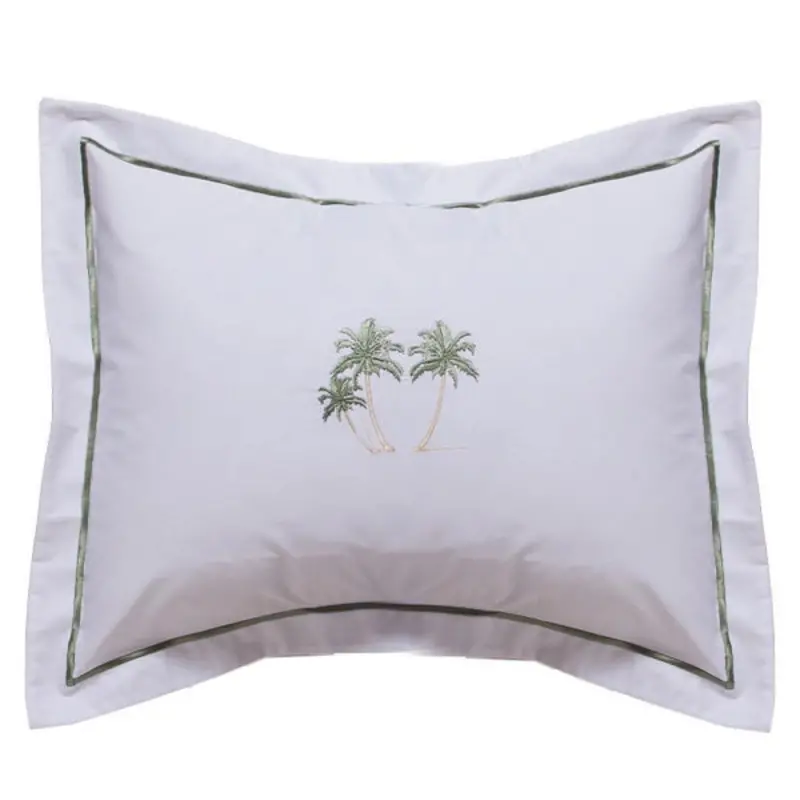Tropical-Inspired Boudoir Pillow Cover In Three Palm Trees Green 1