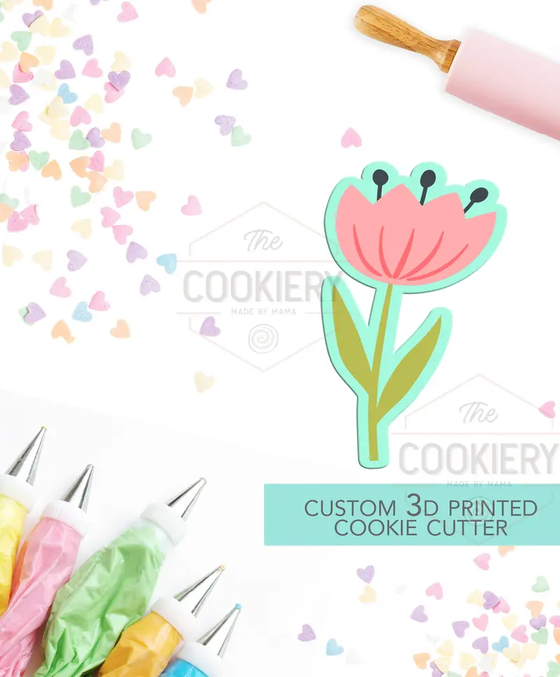 Tulip-Shaped Cookie Cutter – Spring & Easter Baking Tool – 3D-Printed Floral Cookie Cutter (Tck12136) 1