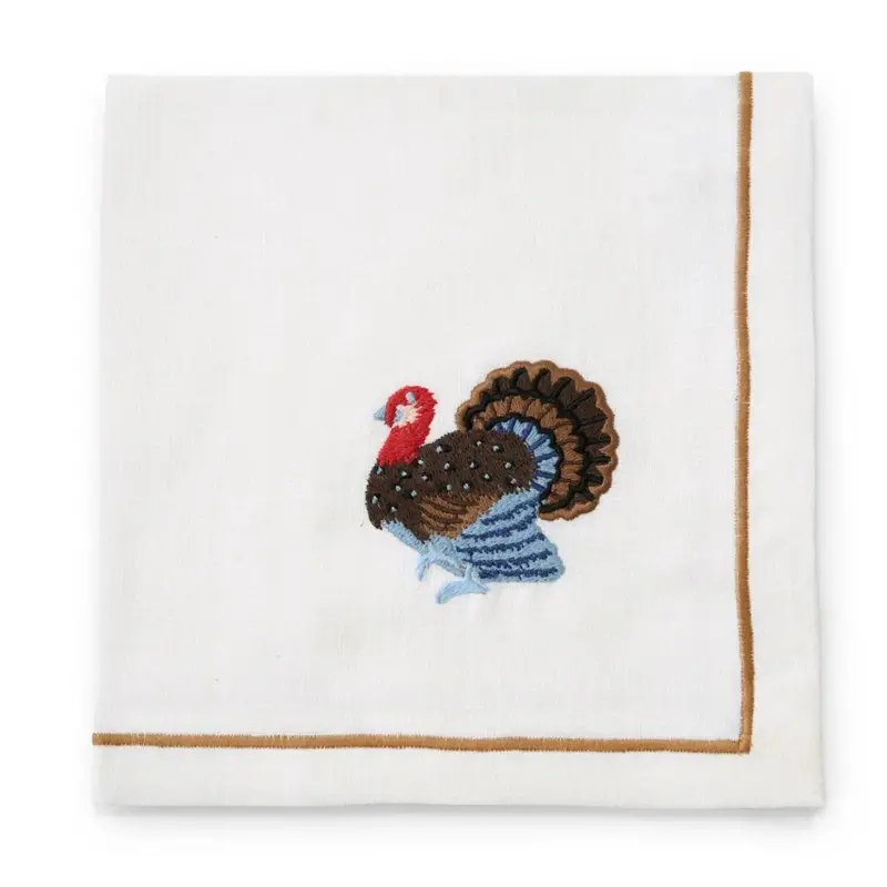 Turkey Dinner Embroidered Napkins – Set Of Four Gourmet-Themed Table Linens 1