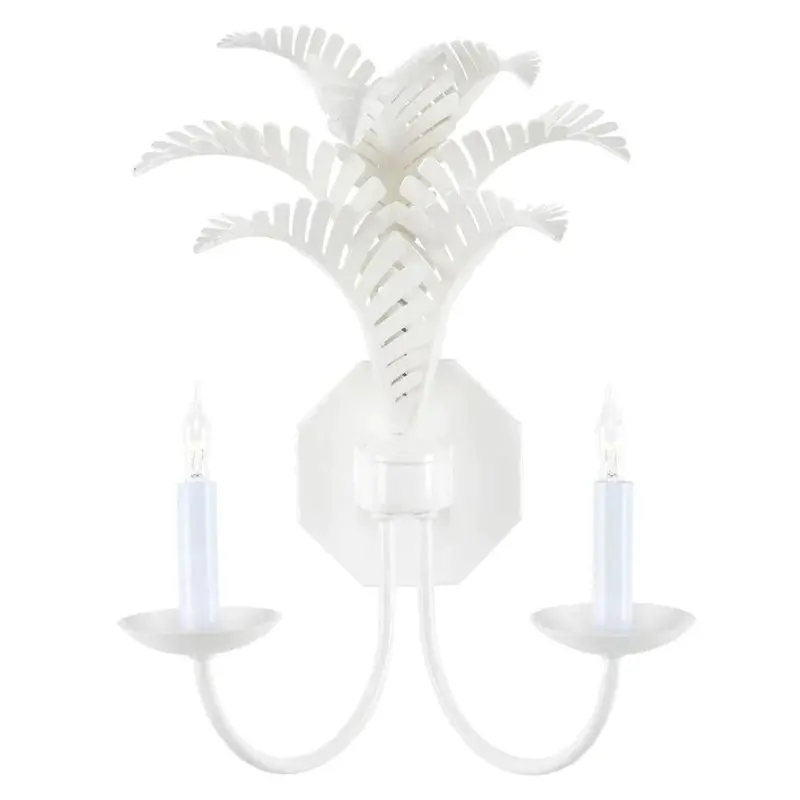 Two-Arm White Palm Frond Wall Sconce 1