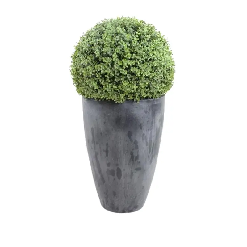 Uv-Resistant Faux Boxwood Ball In Tapered Planter (15") 1