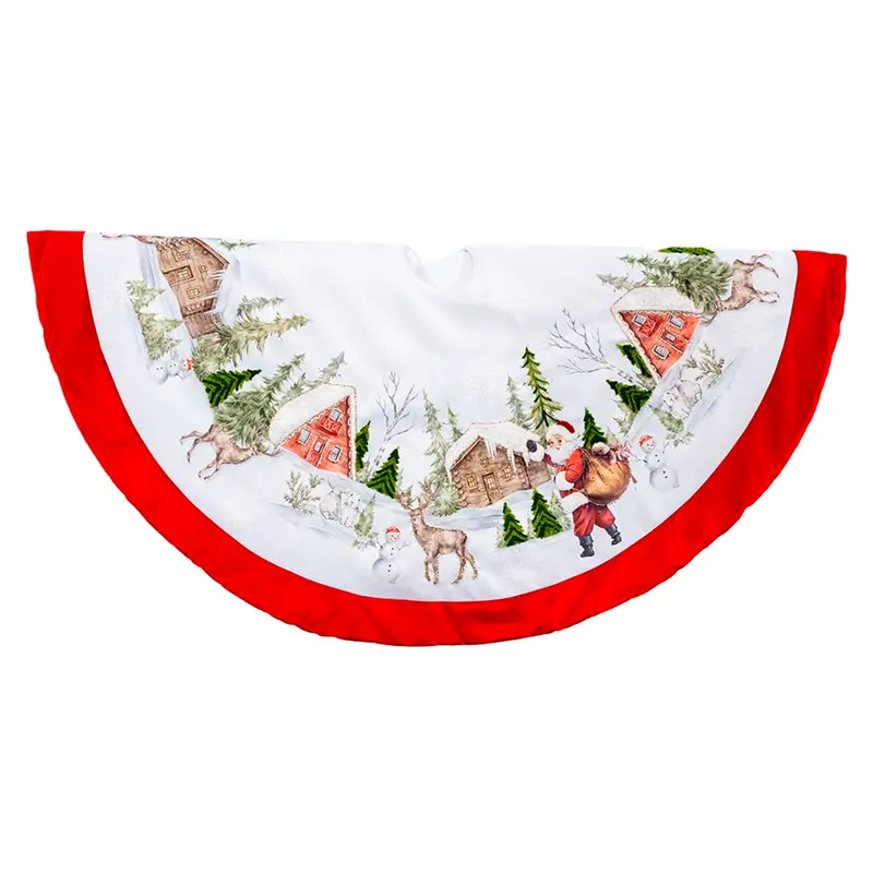 Velvet Holiday Tree Skirt With Beaded Embroidery 1