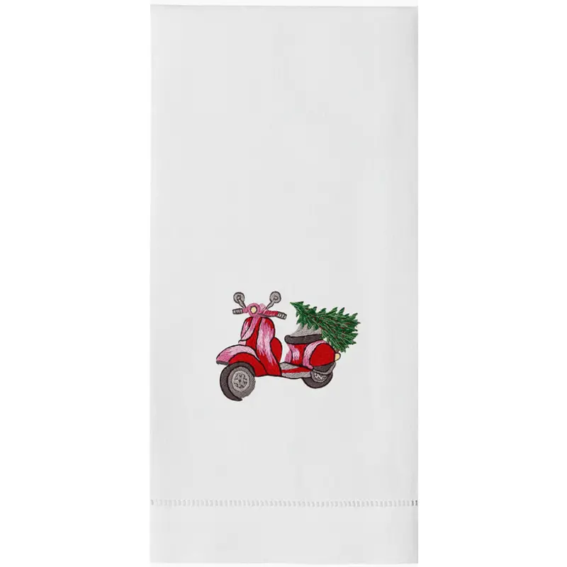 Vespa And Christmas Tree Holiday-Themed Hand Towels 1