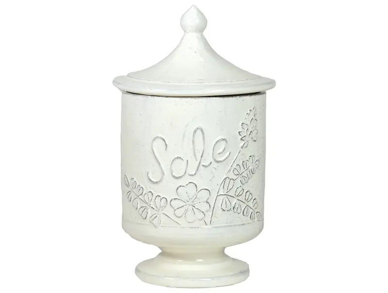 Virginia Casa Prato Bianco 'Sale' Salt Canister – Elegant Ceramic Salt Container 1