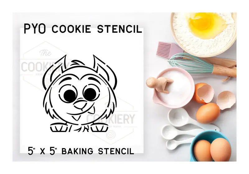Werewolf Profile Stencil – Hand-Drawn Paint-Your-Own Baking Design 1