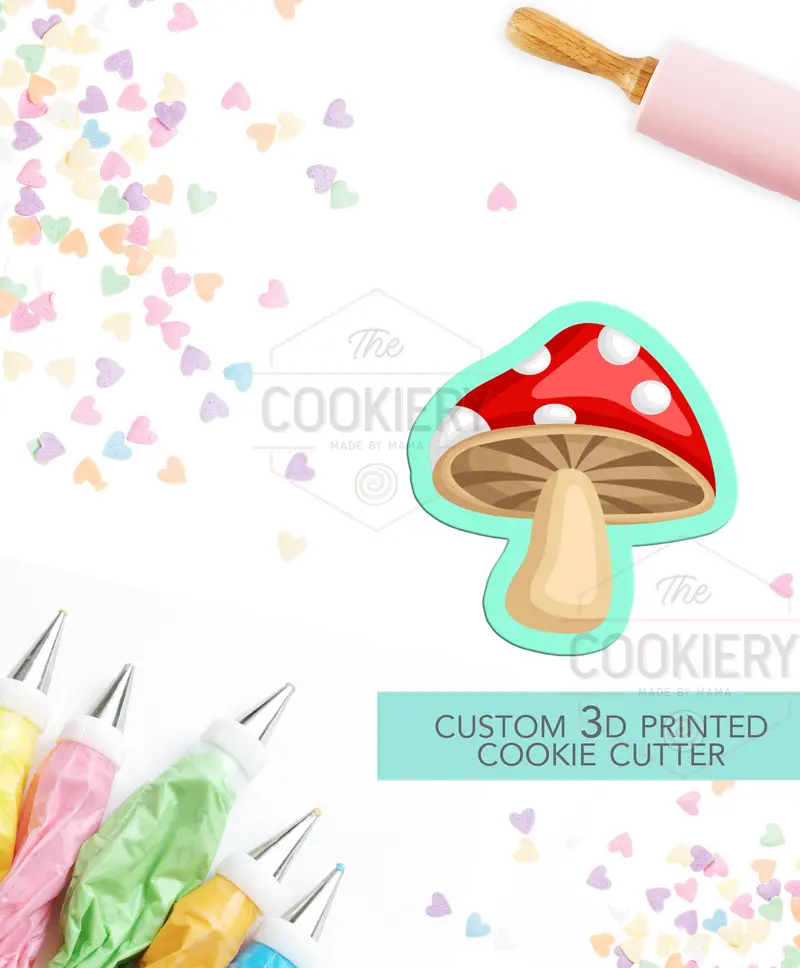 Whimsical Mushroom Cookie Cutter – Toadstool-Shaped Baking Tool – 3D-Printed Detail (Tck48109) 1