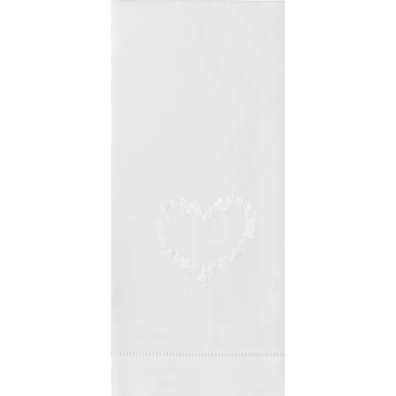 White Floral Heart Embroidery Hand Towels 1