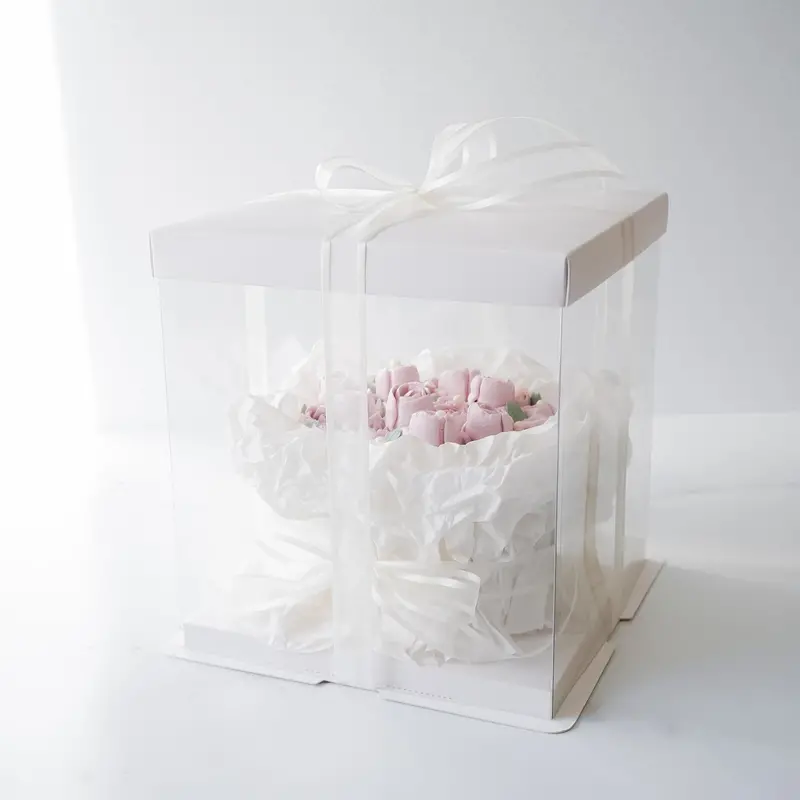 White-Framed Clear Cake Display Box – 5-Pack 1