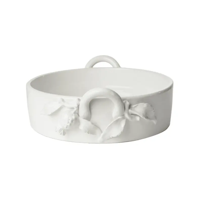 White Glazed Ceramic Pomegranate Bowl – Round Footed Style 1