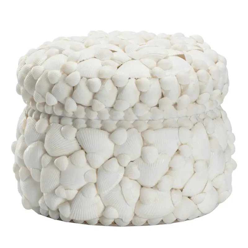White Round Shell Accent Box 1