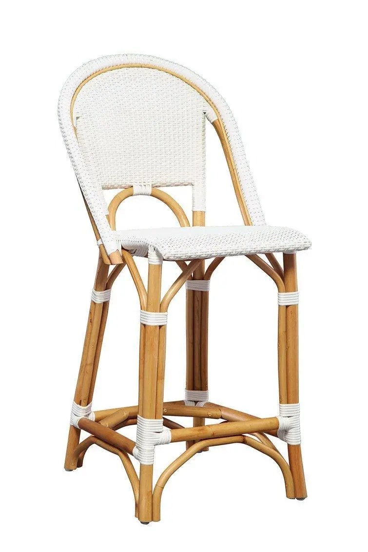 White Woven Resin Bistro Counter Stool 1