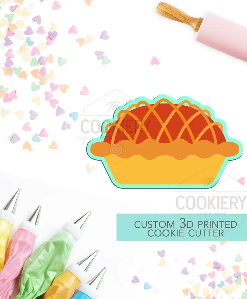 Whole Pumpkin Pie Cookie Cutter – Classic Thanksgiving Pie Silhouette – Seasonal 3D Printed Baking Shape 1