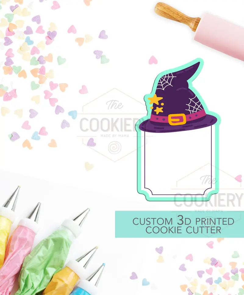 Witch Hat Name Plaque Cookie Cutter – Halloween-Themed Personalized Mold 1