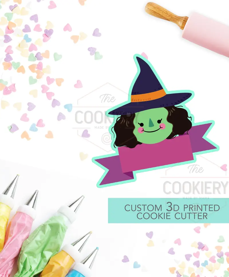 Witch Name Plaque Cookie Cutter – Halloween-Themed Personalized Baking Template 1