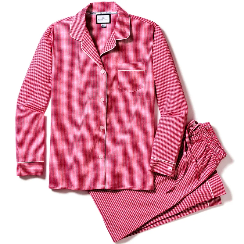 Women’S Red Mini Gingham Flannel Pajama Set 1
