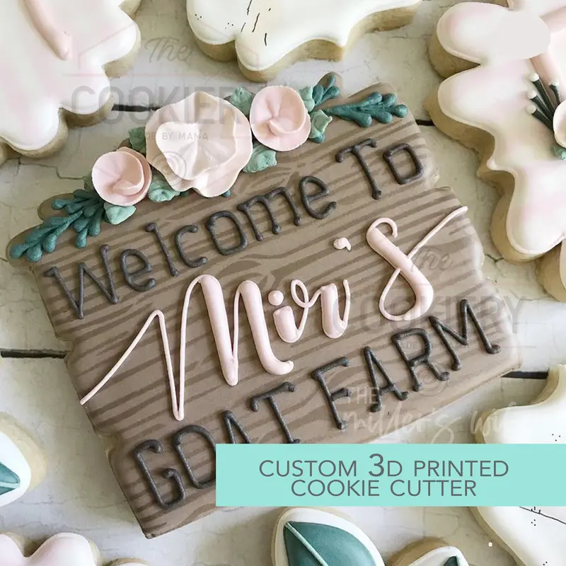 Woodgrain-Inspired Floral Plaque Cookie Cutter – Rustic 3D-Printed Mold For Wedding And Special Occasion Treats – Tck45206 1