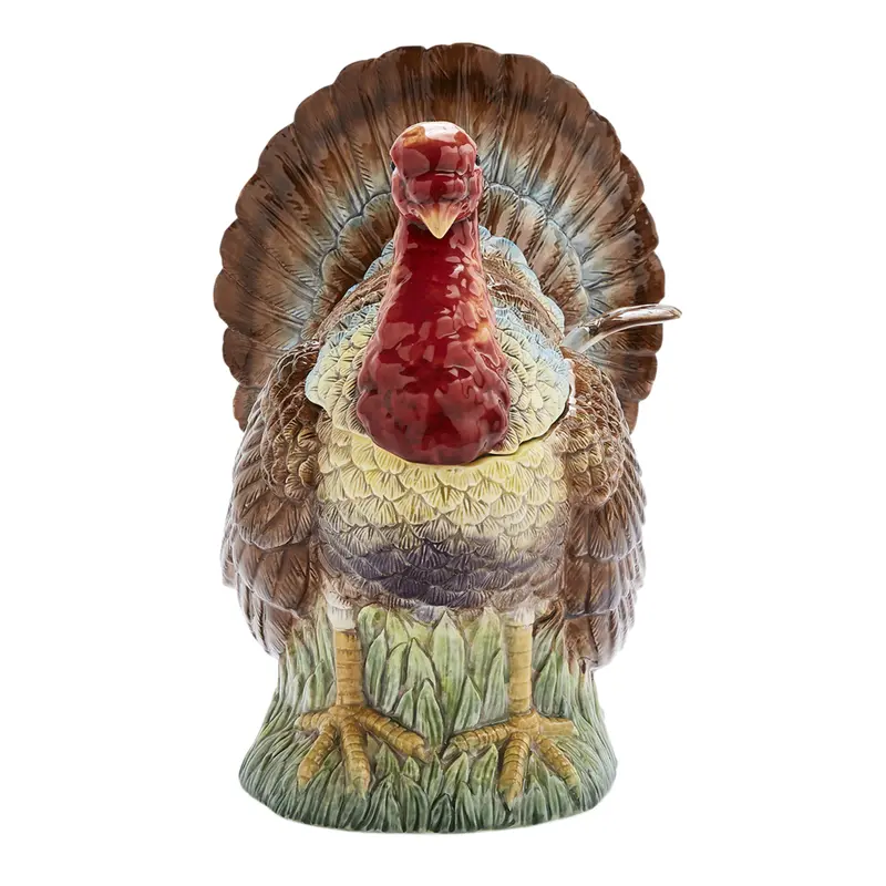 Woodland Turkey-Themed Soup Tureen – Handcrafted Ceramic Serving Bowl 1
