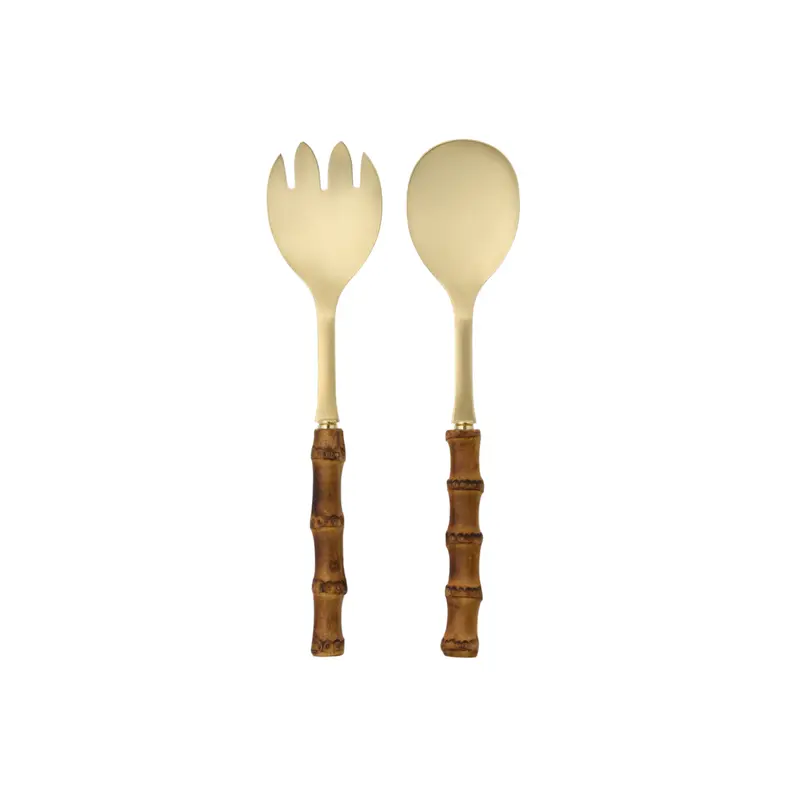 Zoya Matte Gold And Natural Wood Serving Set – 2-Piece 1